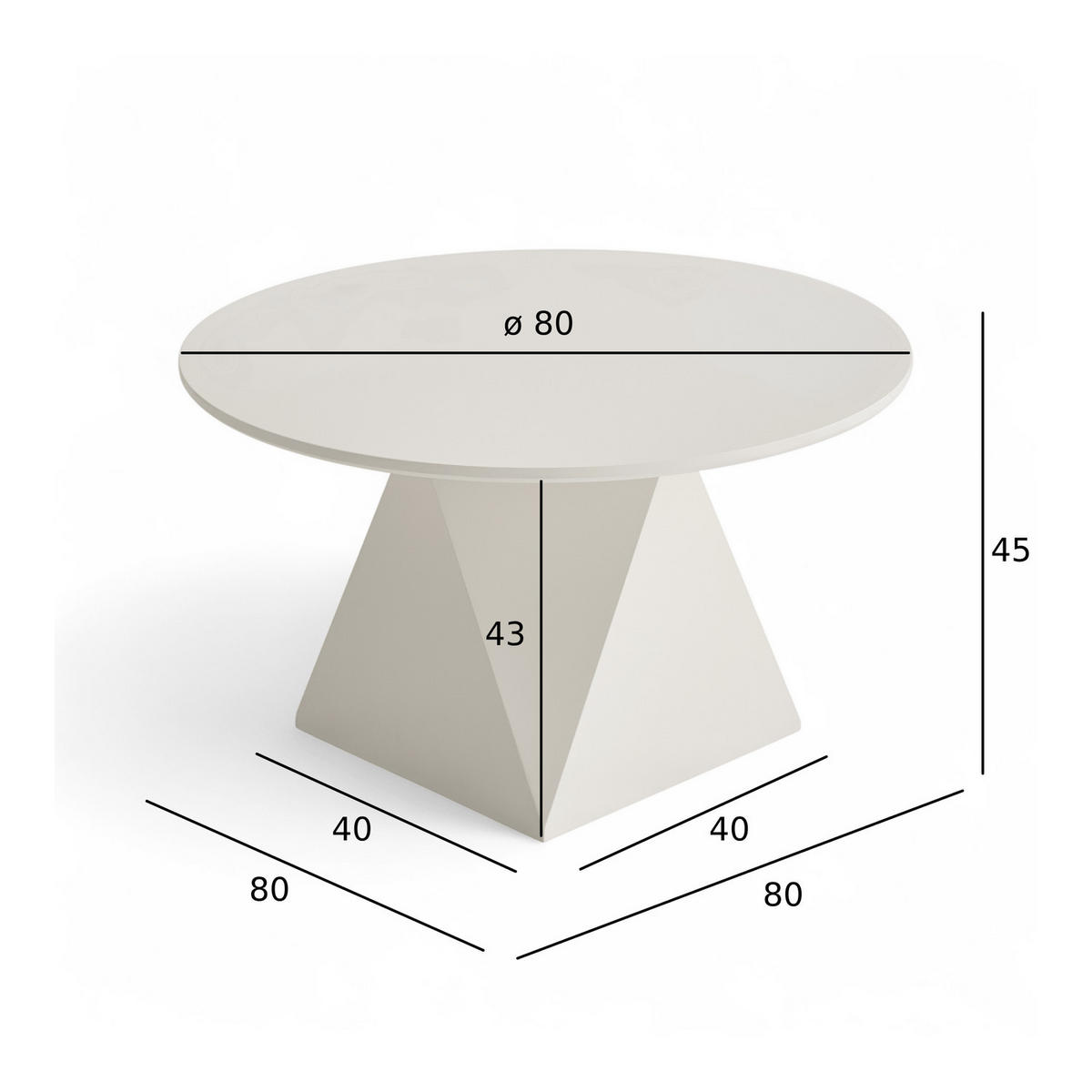 COUCHTISCH rund Cremeweiß 80/80/45 cm - Weiß, Holzwerkstoff (80/80/45cm) - Furnhouse