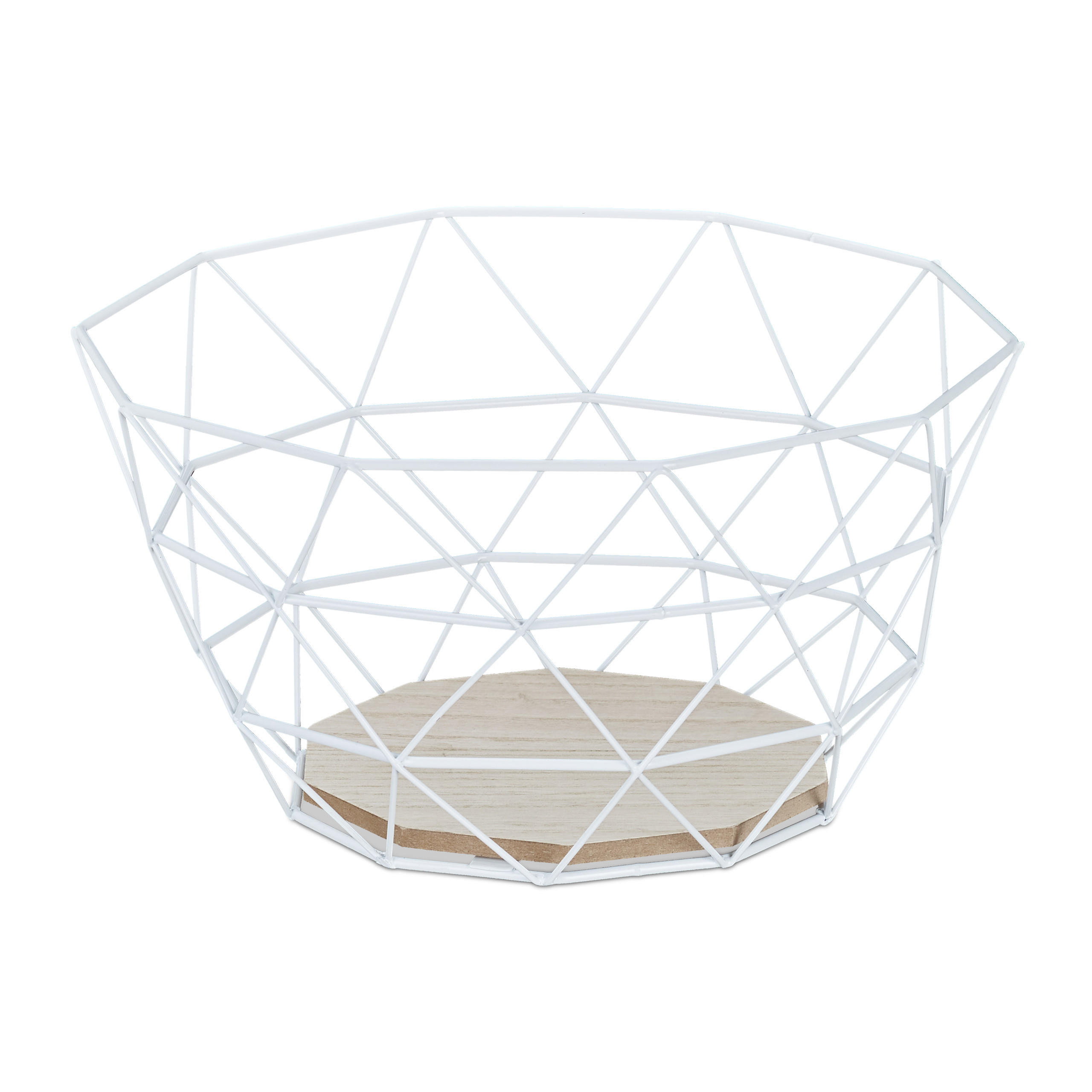 OBSTKORB - Weiß, Holzwerkstoff/Metall (14.5cm) - Relaxdays
