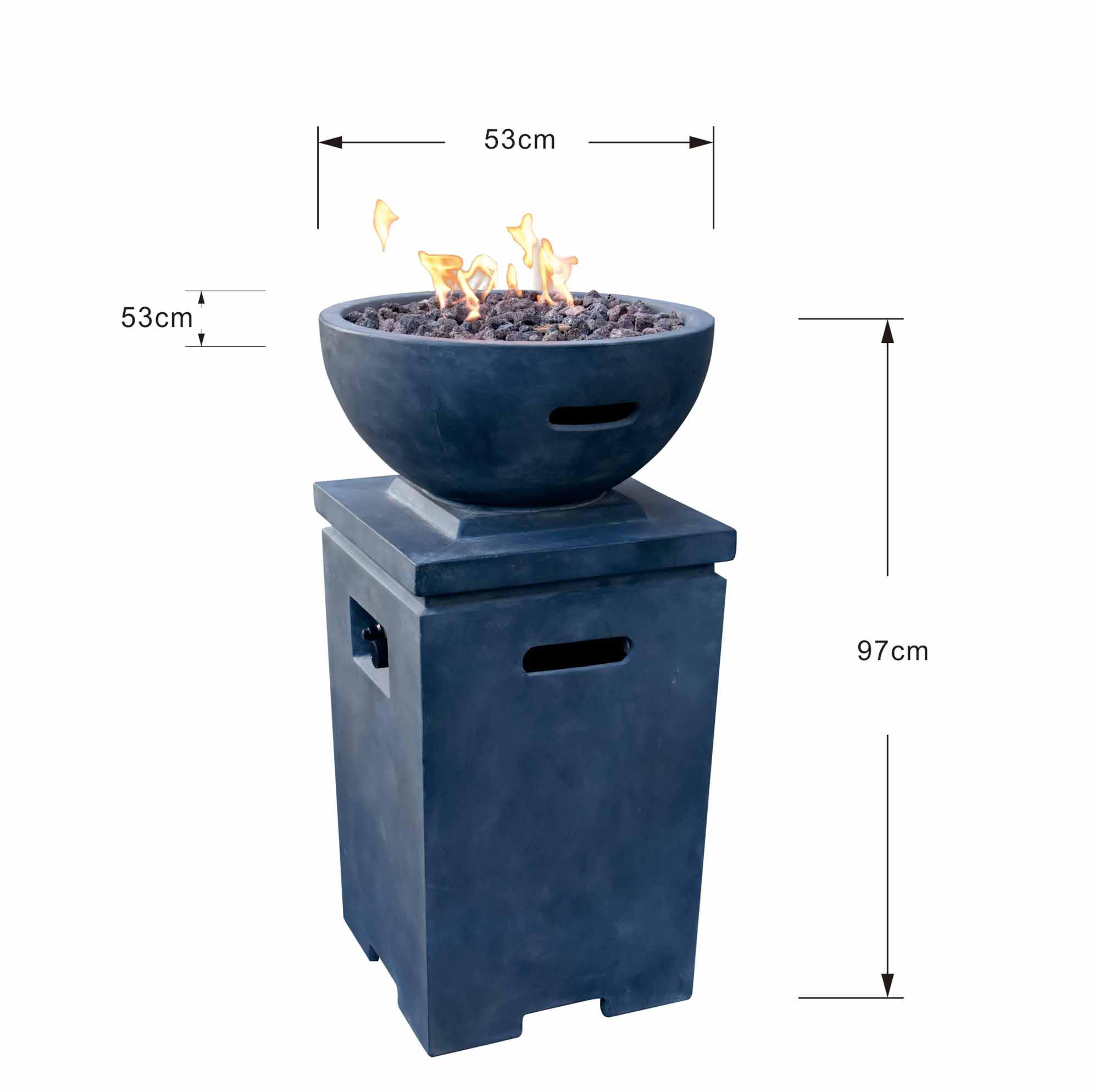FEUERSTELLE Kupe in Beton-Optik dunkelgrau aus Faserbeton - Dunkelgrau, Stein (54/97/54cm) - Elementi