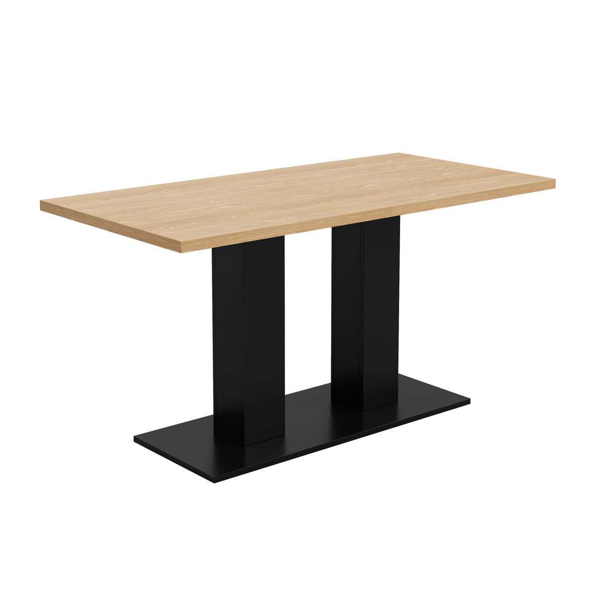 ESSTISCH in Naturfarben Küchentisch ausziehbar, 6–8 Personen,verdickte Platte, minimalistischer Stil, B140–180/T70/H75cm - Schwarz/Naturfarben, Holzwerkstoff/Metall (70/180/75cm) - STILVORA