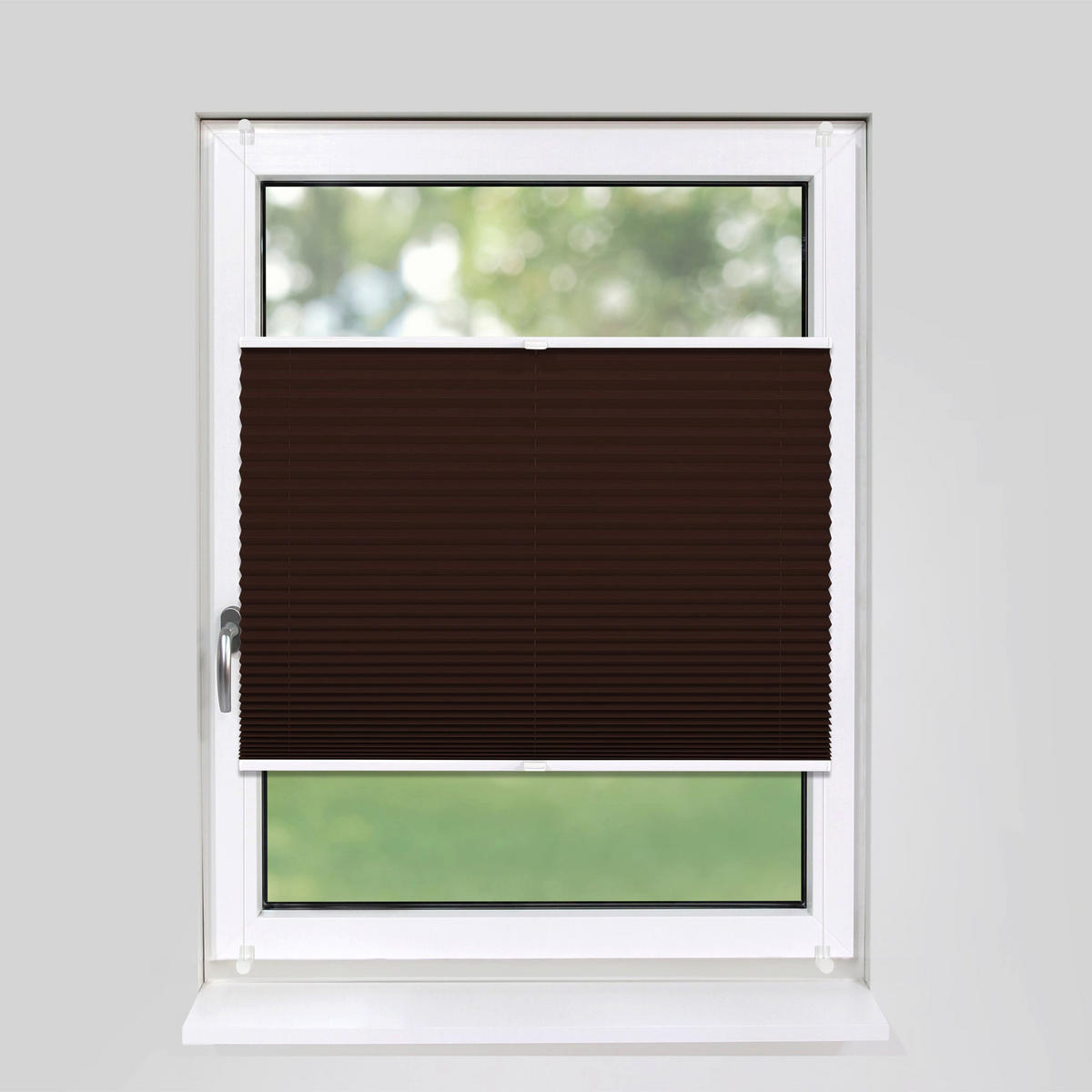 PLISSEE Basic ohne Bohren - Dunkelbraun, Textil (80/150cm) - Deco-Raum