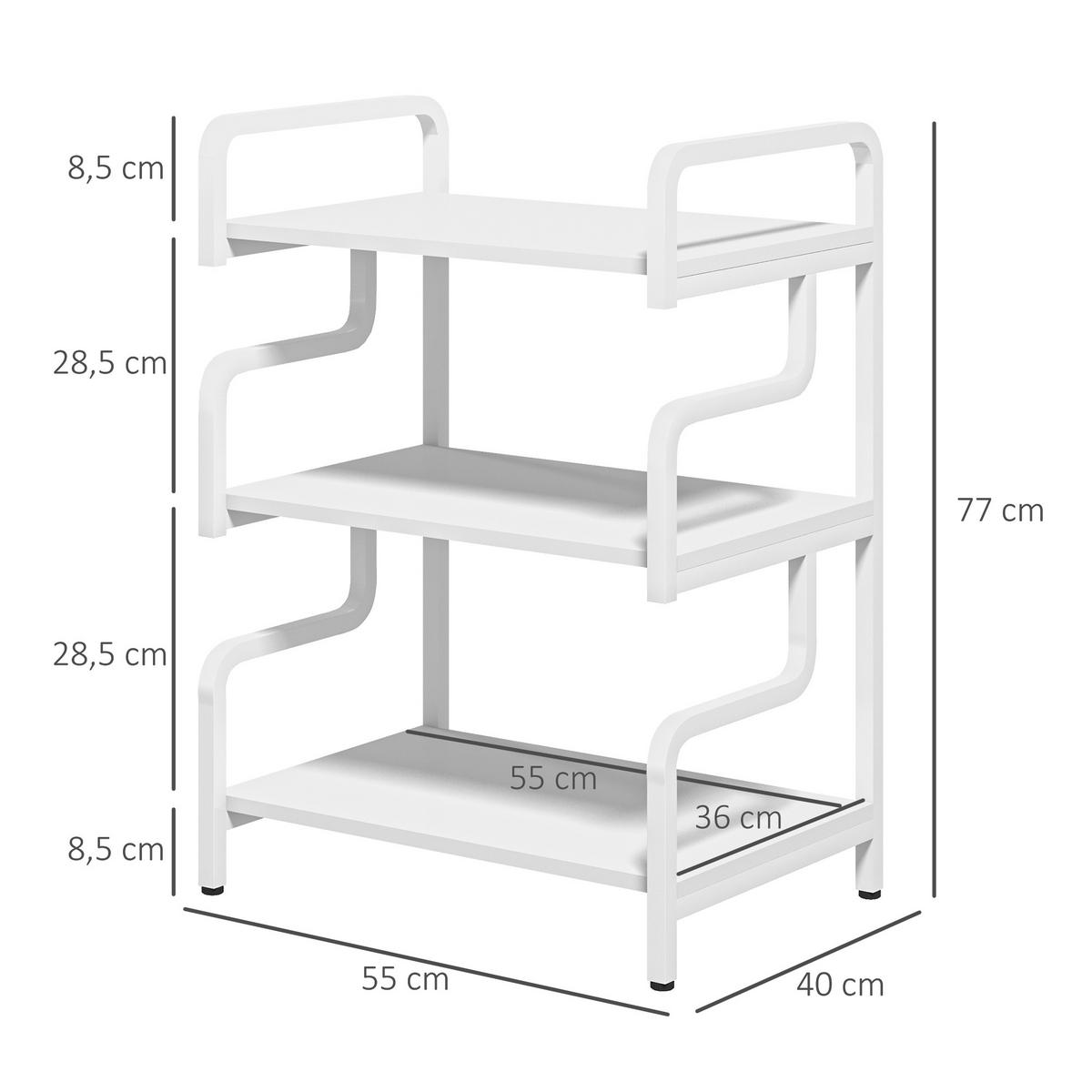 AKTENREGAL DE-14427 3 Ebenen, Stahlrahmen Weiß - Weiß, Metall (40/77/55cm) - ComfortXL