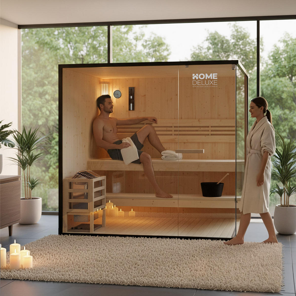SAUNA SHADOW XL - XL - Naturfarben, Holz (200/190/150cm) - Home Deluxe