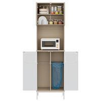 BUFFETSCHRANK 53/35/181 cm mit Müllfach, Mikrowellenfach und höhenverstellbaren Einlegeböden, Weiß - Weiß, Holzwerkstoff (35/181/53cm) - Redom