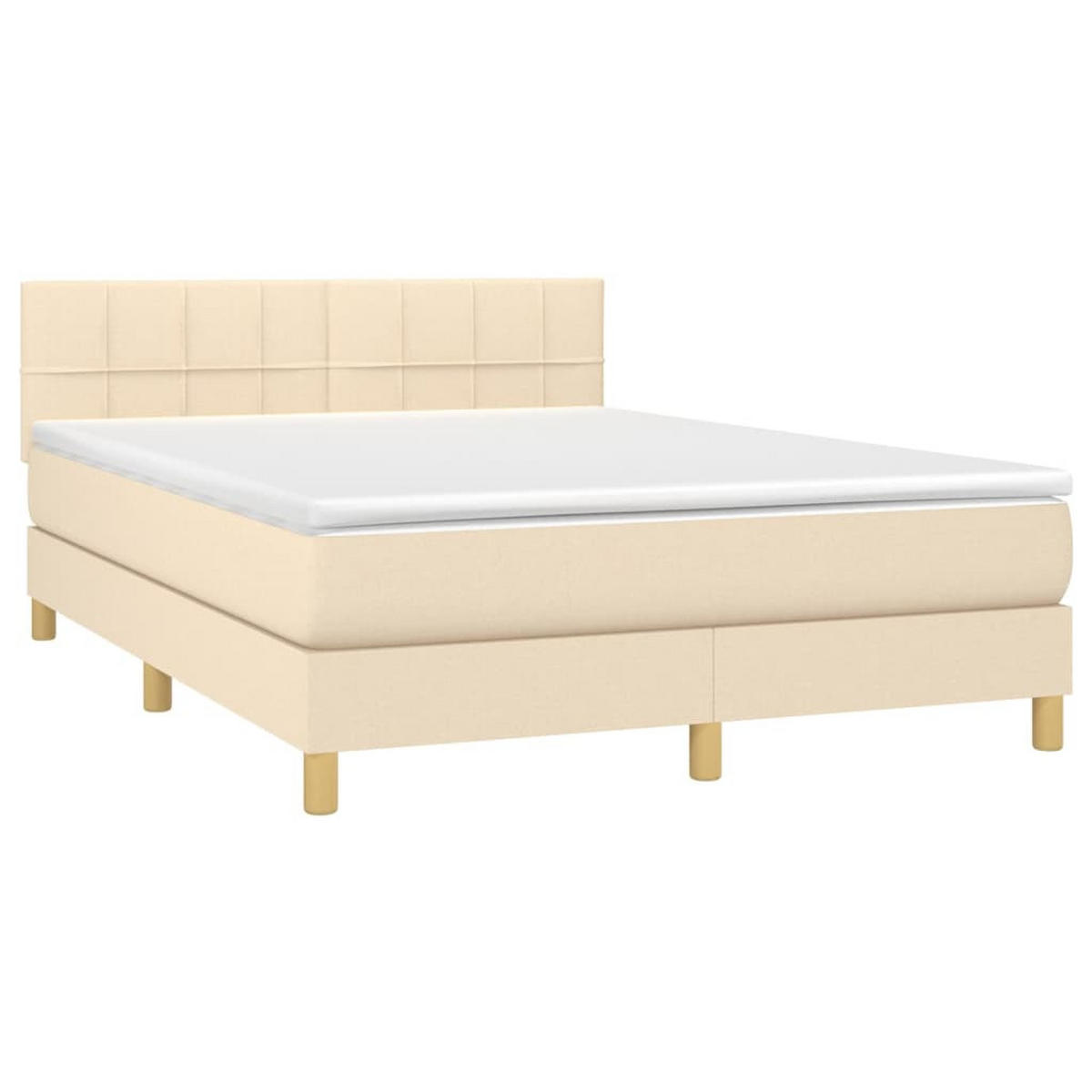 BOXSPRINGBETT Mit Matratze Creme 140/190 Cm Stoff - Weiß, Textil (140/190cm) - vidaXL