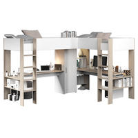 HOCHBETT weiß, Eiche, Kinderzimmer mit 2x Bett Liegefläche 90 x 200 cm - Eichefarben/Silberfarben, Holzwerkstoff/Kunststoff (90/200cm) - Parisot Meuble