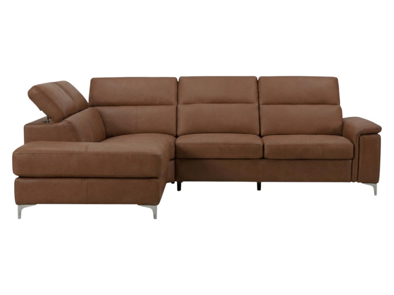 ECKSOFA Avenger Echtleder Cognacbraun - Cognac, Leder/Metall (224/81/271cm)