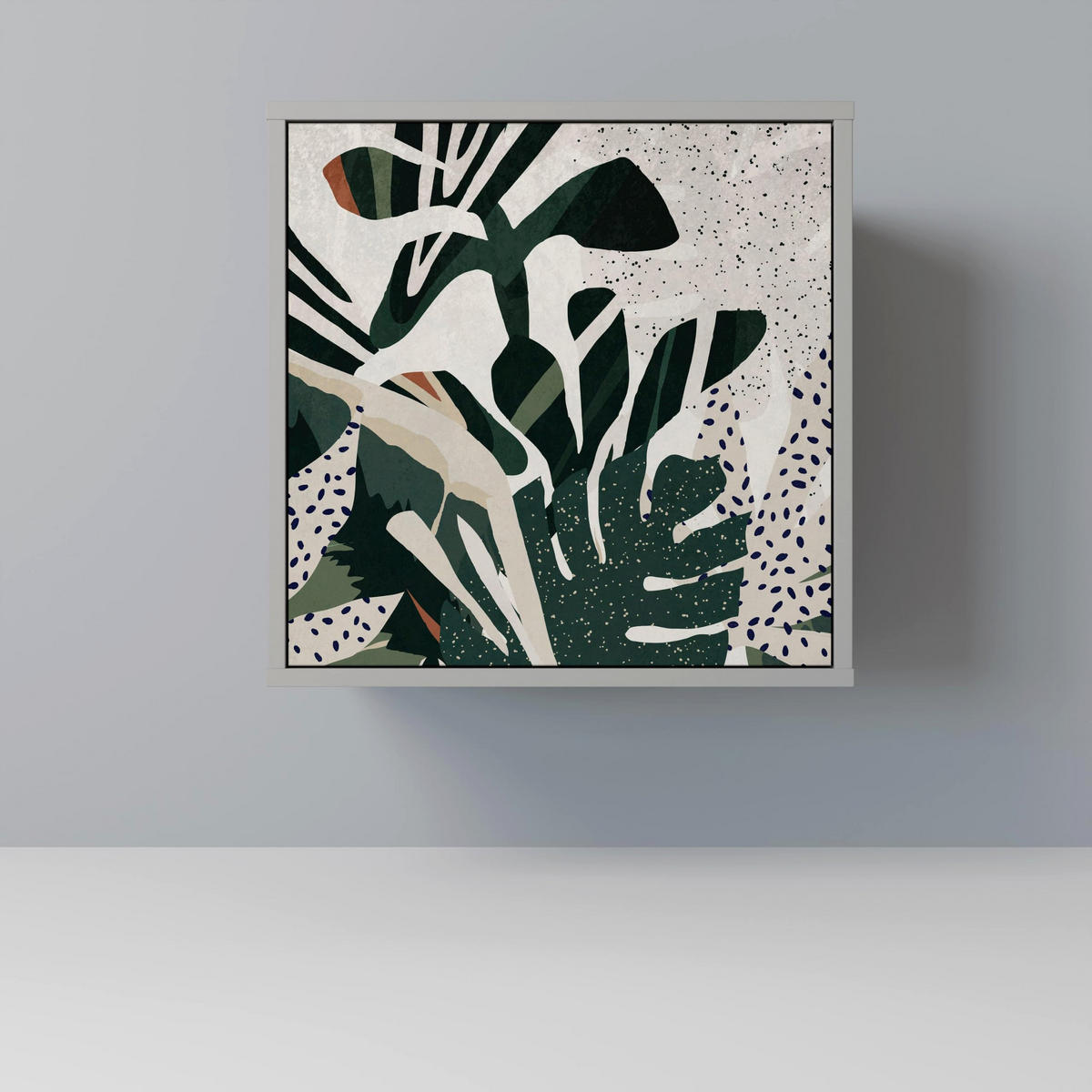 SIDEBOARD VERDURE FORMATION, Grau, 57,5x42x67,5 cm, Schwarze Metall-Rahmenfüße - Multicolor/Schwarz, Holzwerkstoff/Metall (57.5/67.5/42cm) - SpaceRebels