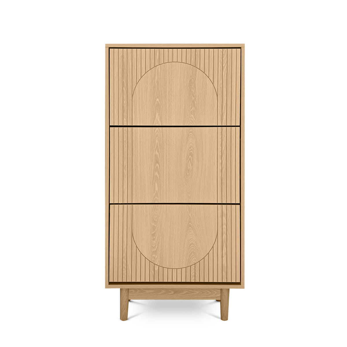 SCHUHSCHRANK Skandinavischer mit 3 Fächern in Eichenoptik - LILA - Eichefarben/Beige, Holzwerkstoff/Metall (60/125.5/23.5cm) - Sicaan