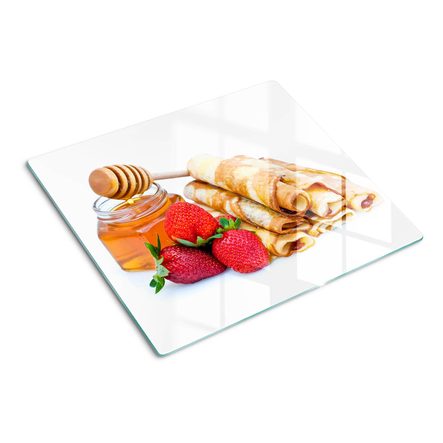 GLASPLATTE 60x52 cm Leckere Pfannkuchen - Rot, Glas (60/0.4/52cm) - TULUP