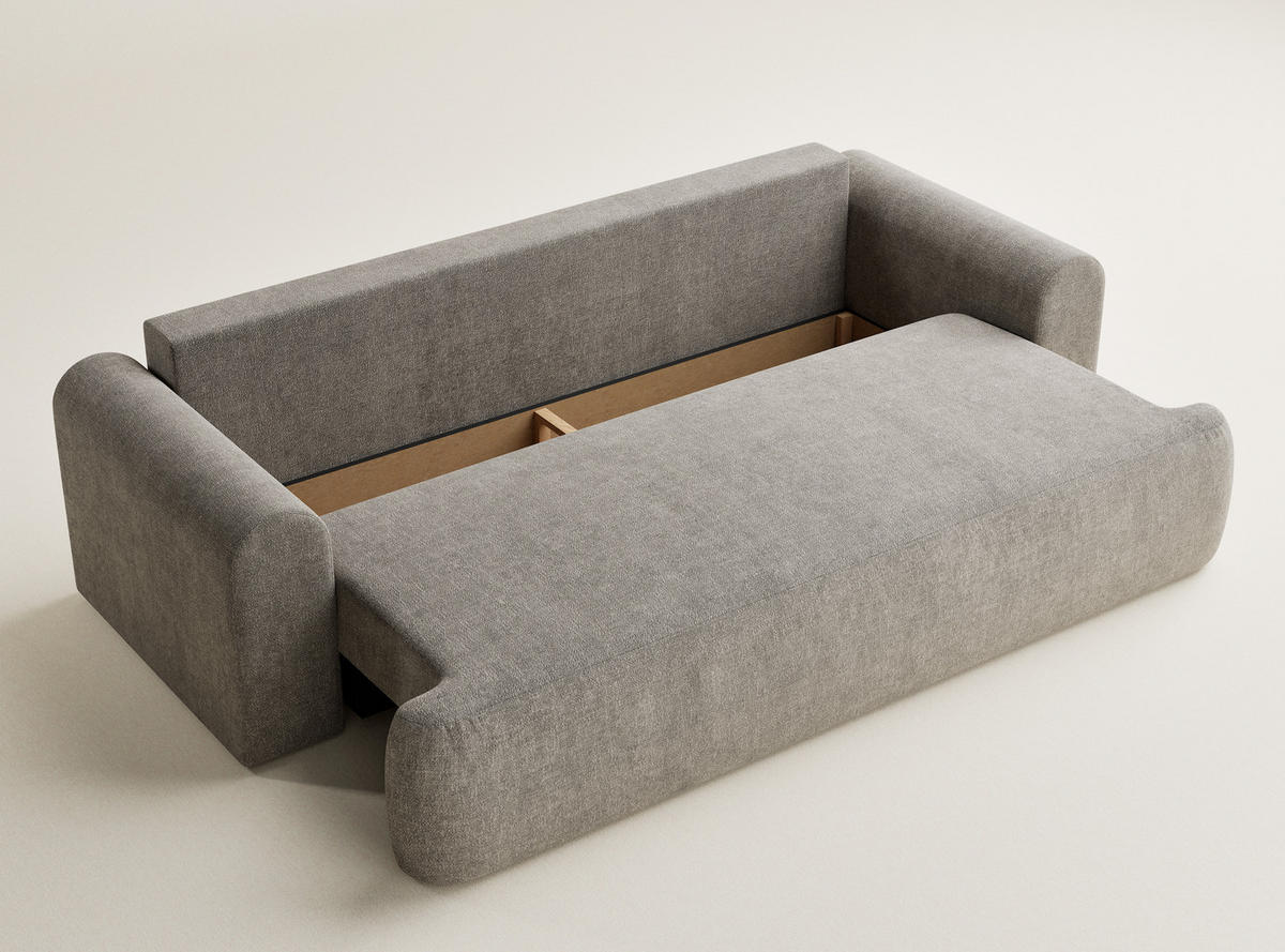SOFA MIT SCHLAFFUNKTION Toluca Braun Chenille-Stoff - Schwarz/Braun, Holz/Holzwerkstoff (247/69/104cm) - Maison de Reve