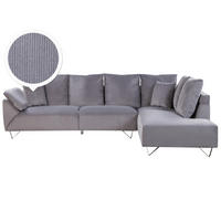 ECKSOFA Cord Grau rechtsseitig Lunner - Grau, Textil (266/180cm) - Beliani