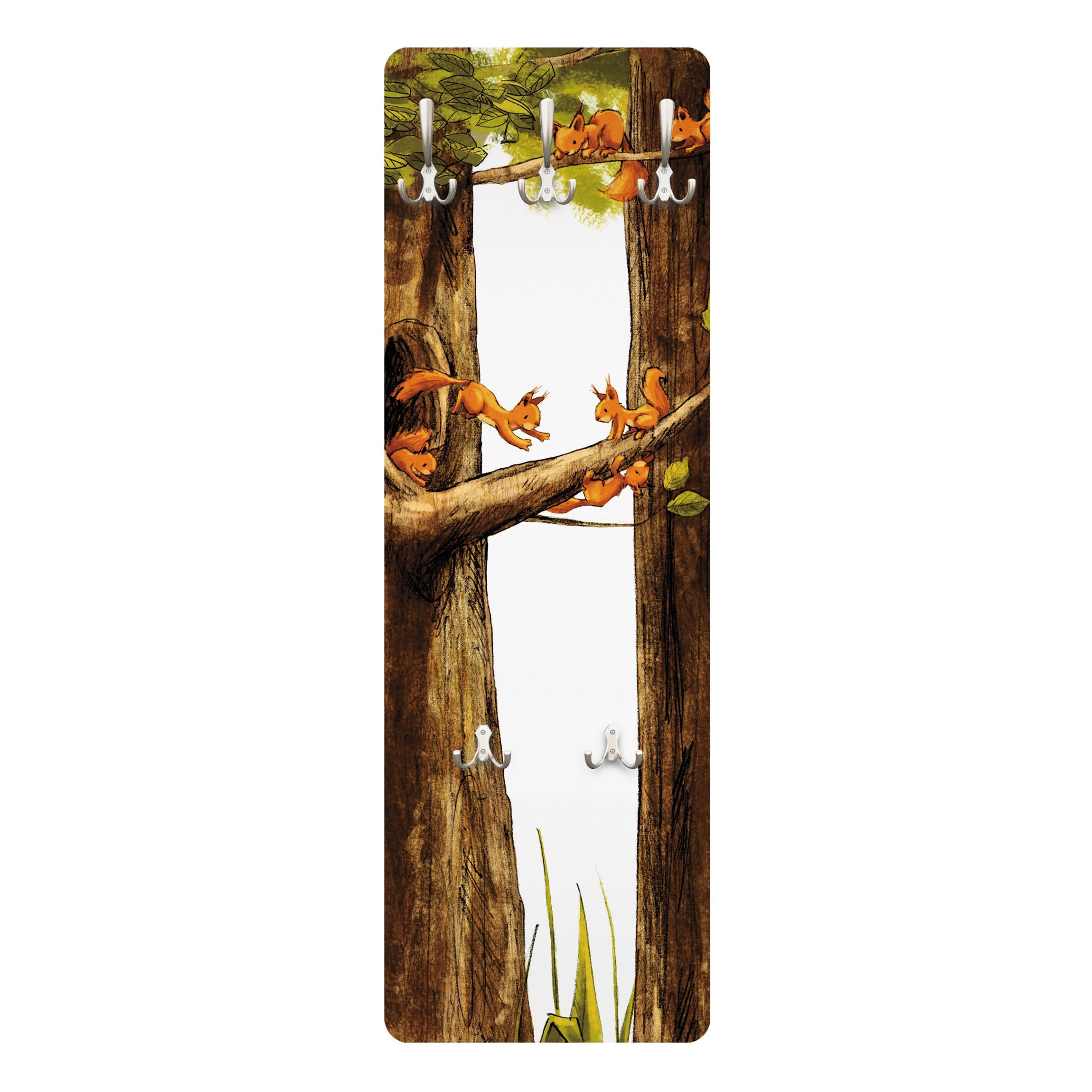 WANDGARDEROBE - Zuhause der Einhörnchen 34/105 cm - Braun, Holzwerkstoff (34/105/1.6cm) - Bilderwelten