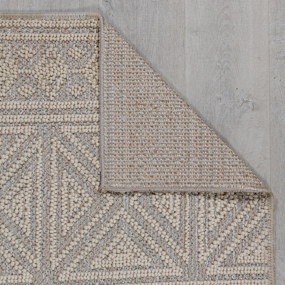 TEPPICH waschbar Ethno Geometrisch, Wohnzimmer schmutzabweisend Grau Rechteckig 194x290 - Grau, Textil (194/290cm) - KADIMA DESIGN