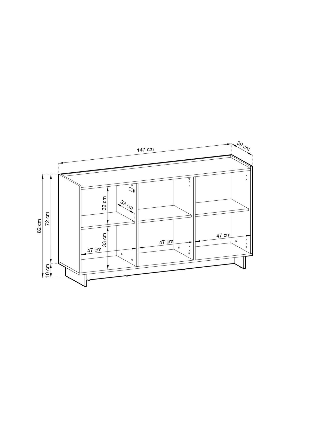 SIDEBOARD SUNA 147 cm (Karamell Eiche, Push to Open) - Eichefarben, Holz/Holzwerkstoff (147/82/39cm) - Ravio