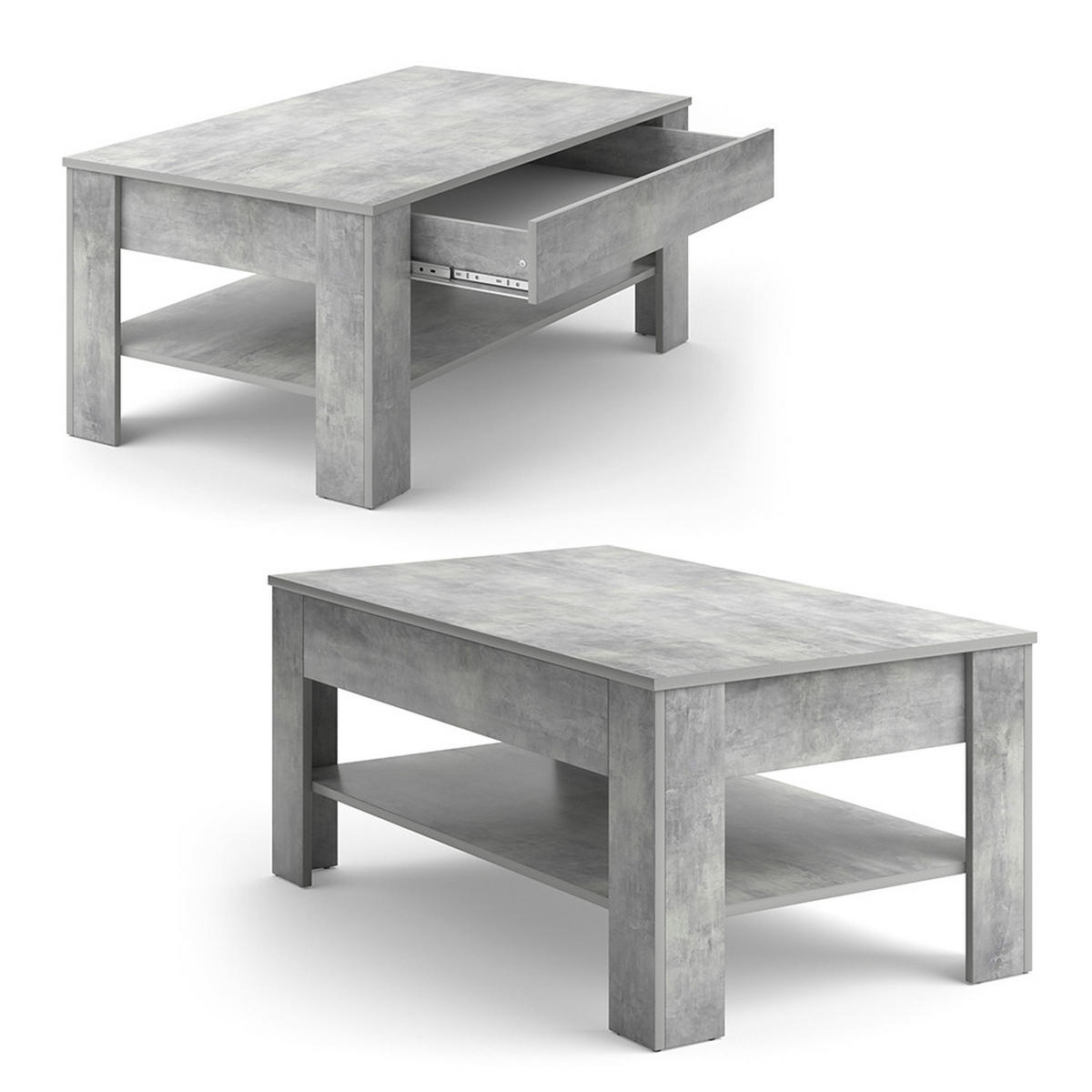 COUCHTISCH Milan Beton 92.2 x 65 cm - Grau, Holzwerkstoff (65/92.2/48cm) - Vicco