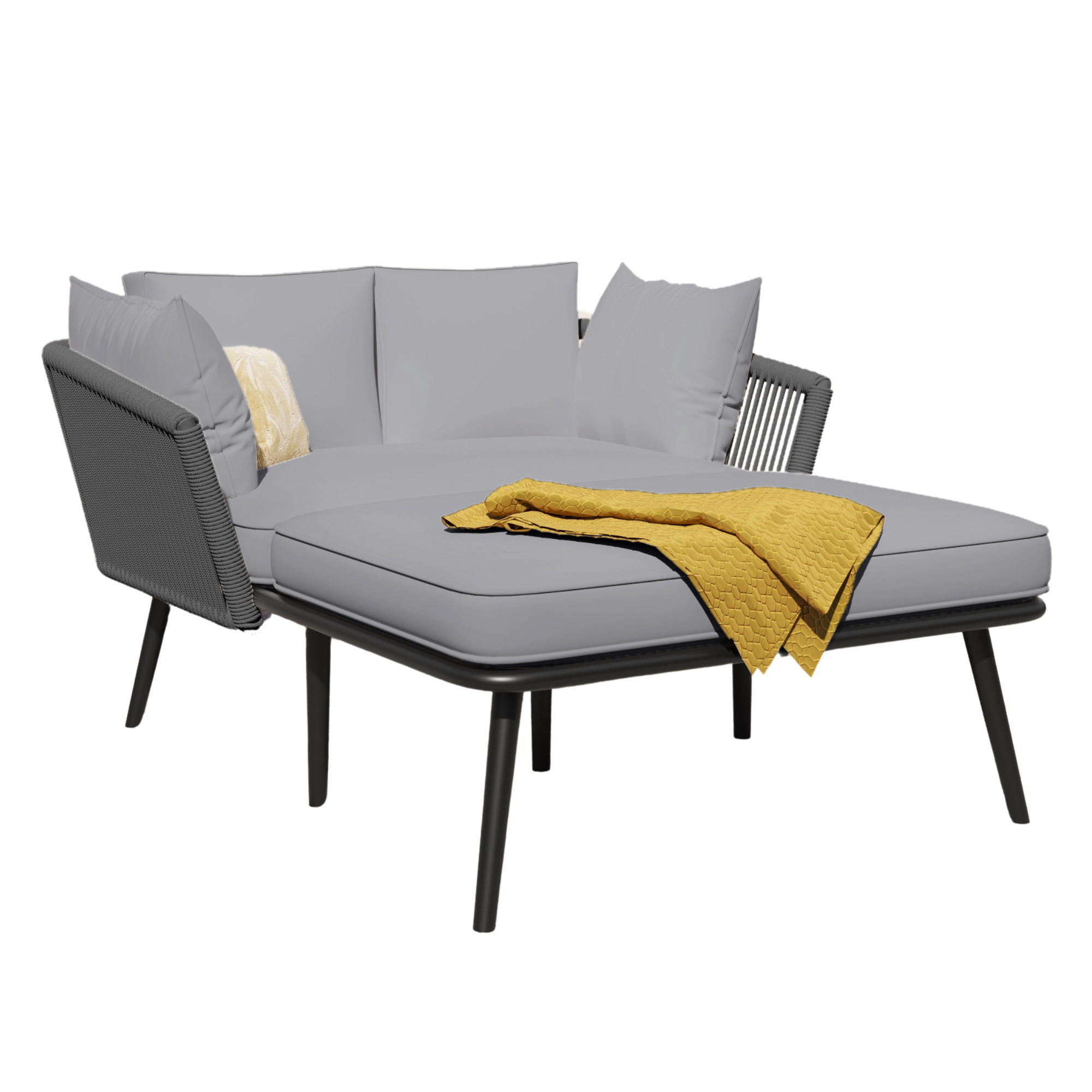 SONNENLIEGE Grau 2 Kissen Abnehmbar & Waschbar - Grau, Textil (44/44/82.5cm) - FLIEKS