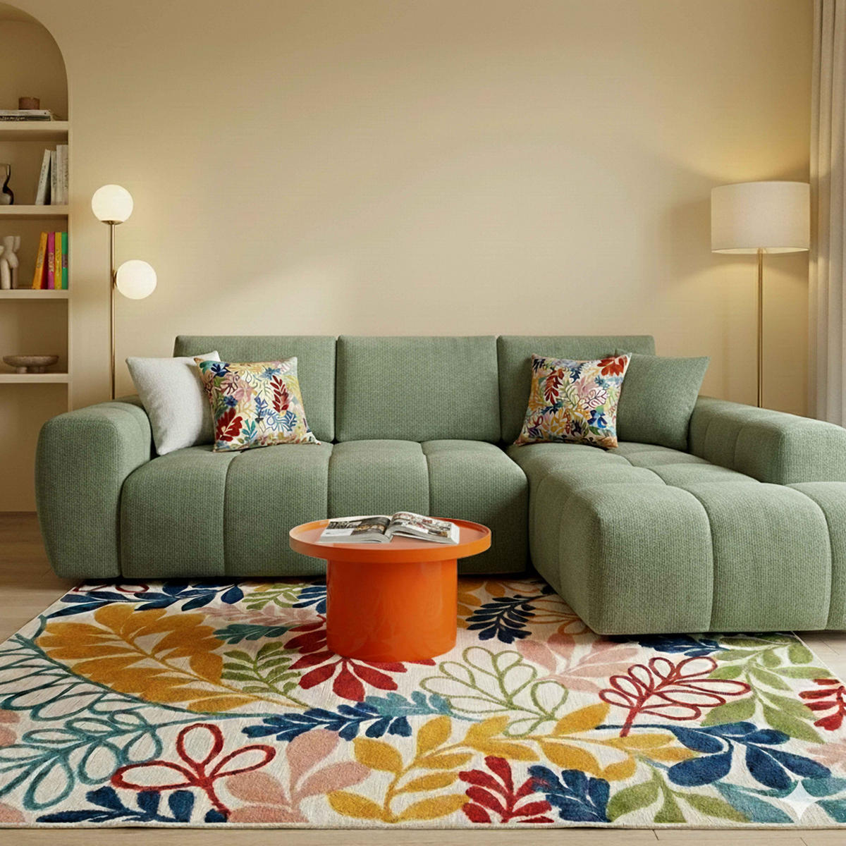 COUCHTISCH, Orange - Orange, Holzwerkstoff (50/50/30cm) - Oviala