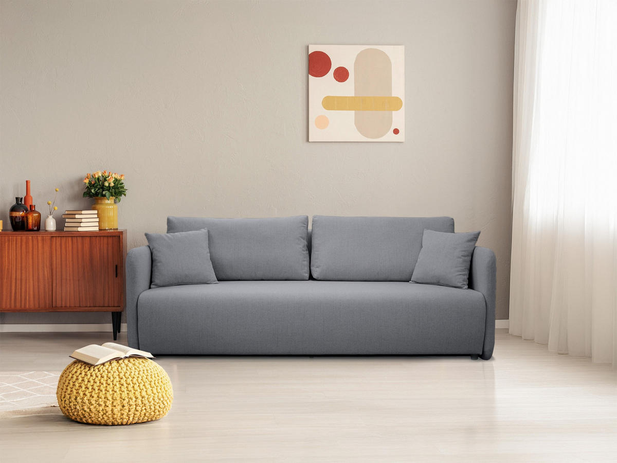 SOFA Anvio Grau mit Schlaffunktion - Schwarz/Grau, Kunststoff/Textil (220/88/100cm) - Selsey