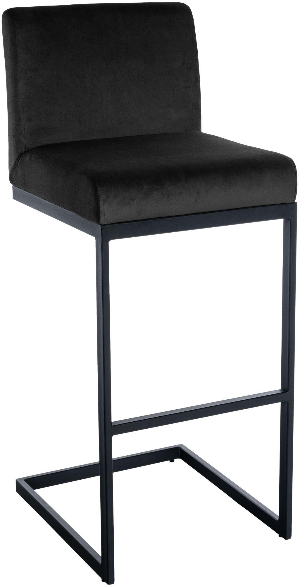 BARHOCKER Samt Schwarz - Schwarz, Textil/Metall (43/104/53cm) - CLP