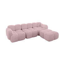 ECKSOFA modulares Sofa Rechts Miko-L2 302x205x75 Rosa Cord - Schwarz/Rosa, Holzwerkstoff/Kunststoff (302/205cm) - ALTDECOR
