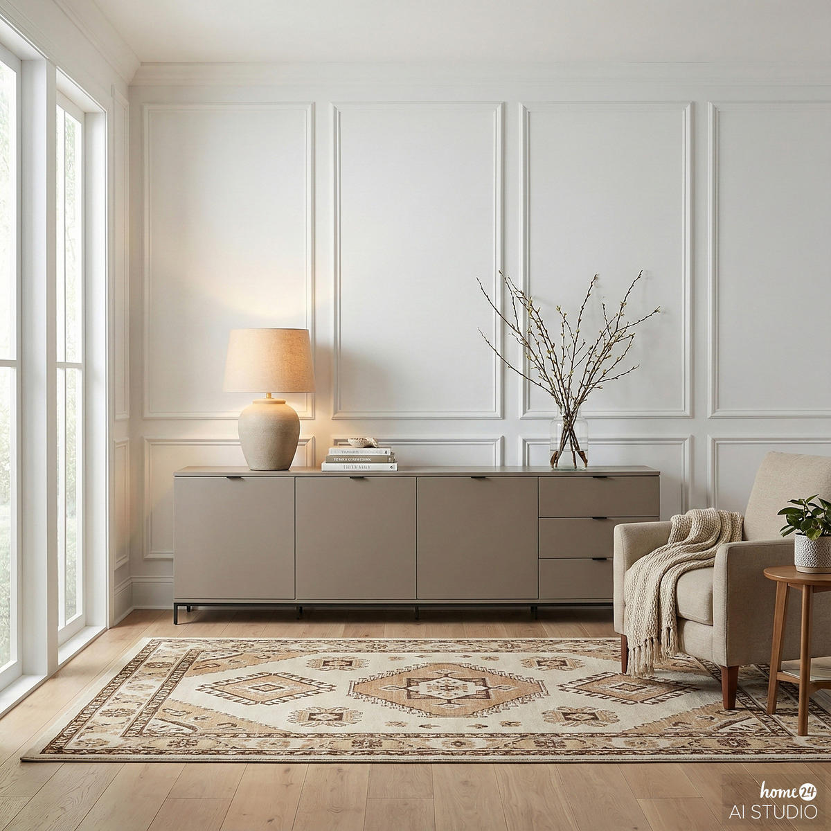 SIDEBOARD - MDF / Metall - Taupe/Schwarz, Holzwerkstoff/Metall (240/74/40cm) - home24