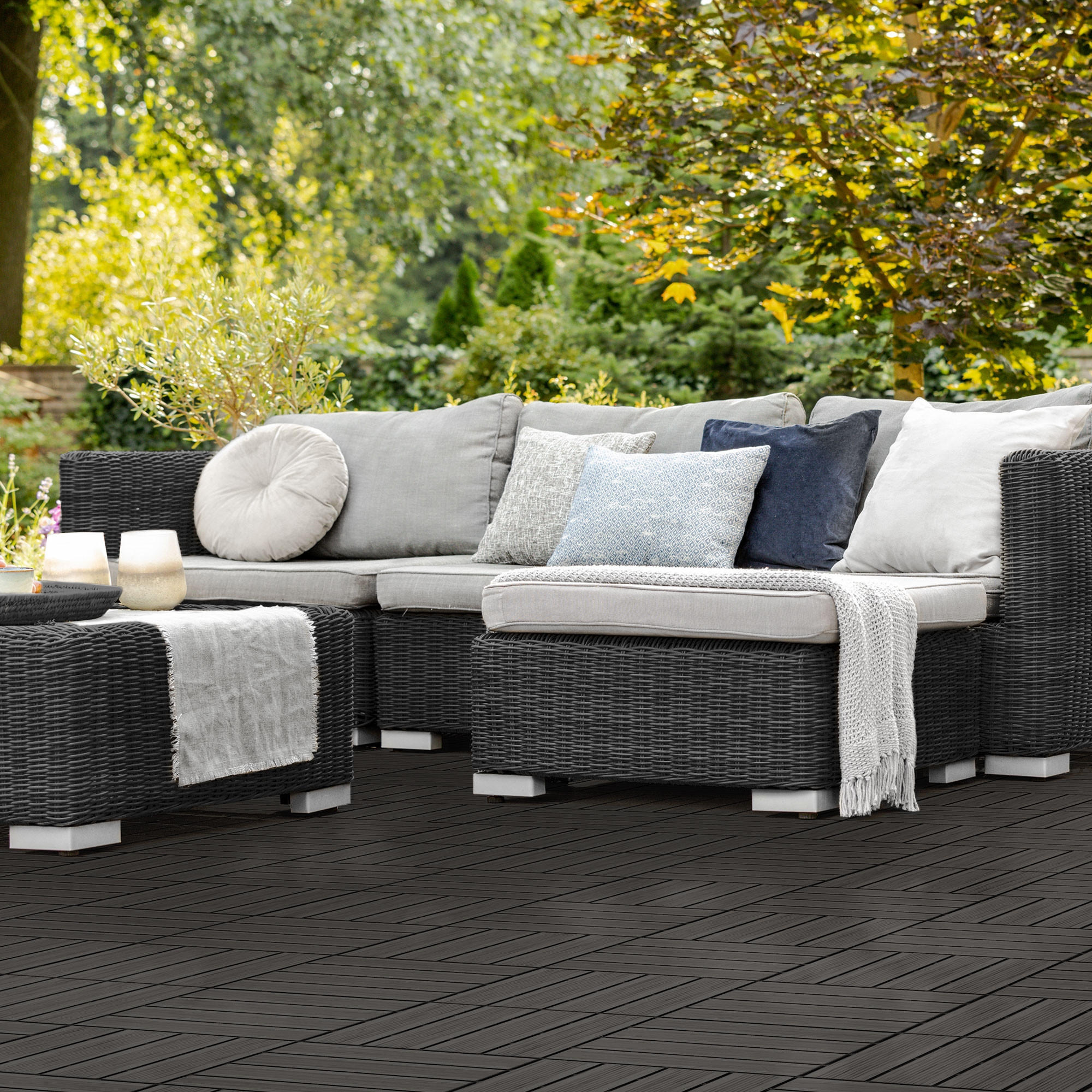 BODENPLATTE 2er Set - Anthrazit, Holzwerkstoff (30/30/2cm) - ECD-Germany