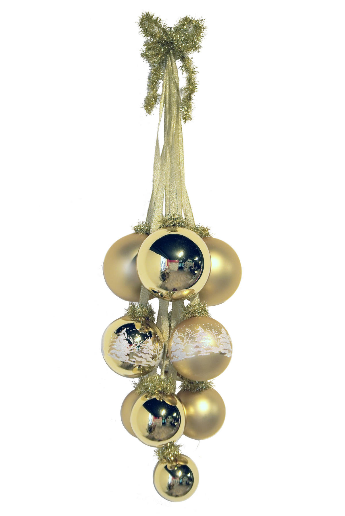 WEIHNACHTSDEKORATION Kugelgehänge Winterwald Goldfarbig 27cm (Glas / 1 Stk.) - Goldfarben, Glas (16/27/16cm) - Krebs Glas Lauscha