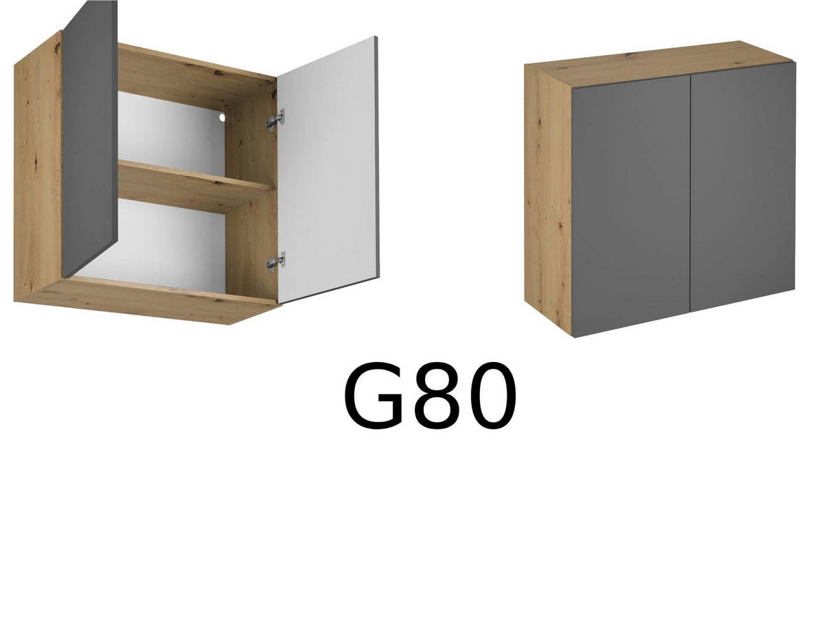 KÜCHENZEILE 400 cm - Langen KL9-M400 in Grau/Matt - Grau, Holz (400/248/58cm)