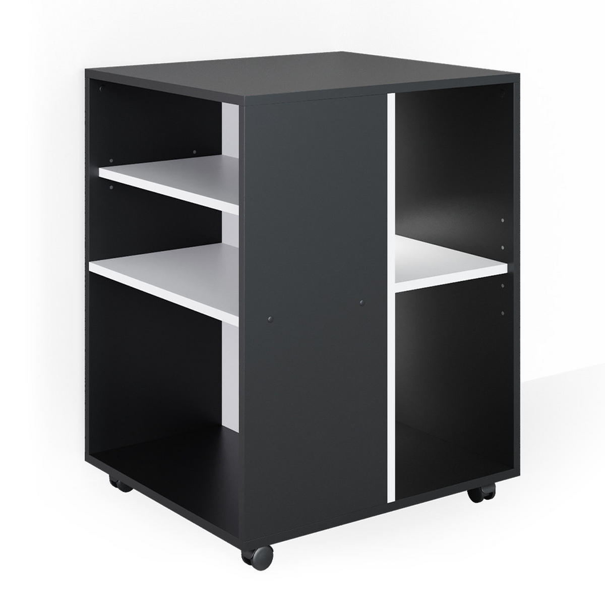 ROLLCONTAINER Anthrazit 59.4 x 52.6 cm - Anthrazit/Weiß, Holzwerkstoff (59.4/72/52.6cm) - Vicco