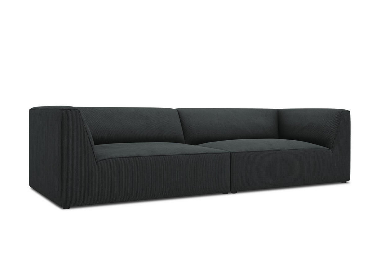 SOFA Ruby aus Cord schwarz 4 Sitzplätze - Schwarz, Textil (93/69/302cm) - Micadoni