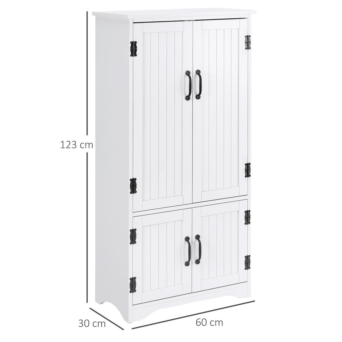HIGHBOARD DE-10982 2 Türen & 3 verstellbare Böden Weiß - Weiß, Holzwerkstoff (30/123/60cm) - ComfortXL
