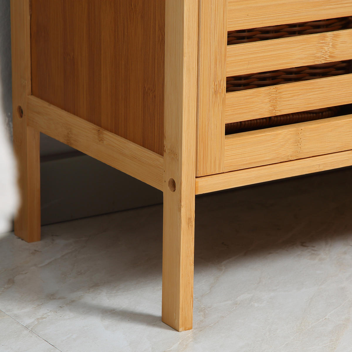 WASCHBECKENUNTERSCHRANK DE-15867 aus Bambus mit 2 Türen Natur - Naturfarben, Naturmaterialien (66/61.5/29cm) - ComfortXL