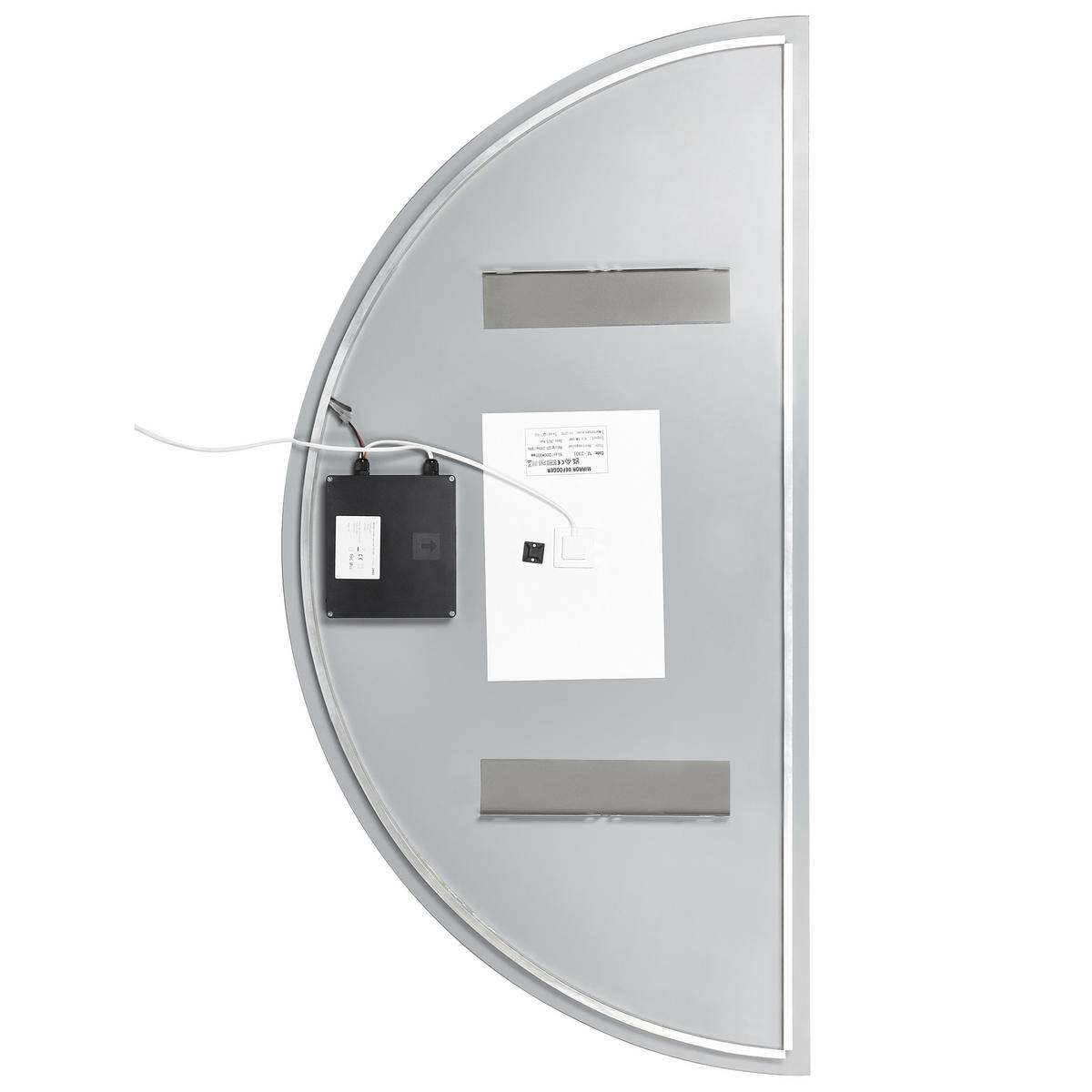 BADSPIEGEL mit LED-Beleuchtung halbrund 60/120 cm Loue - Silberfarben, Glas (60/120/4cm) - Beliani