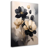 LEINWANDBILD, Beigefarbene und schwarze Blumen Botanik - Beige, Textil (40/60cm) - Feeby