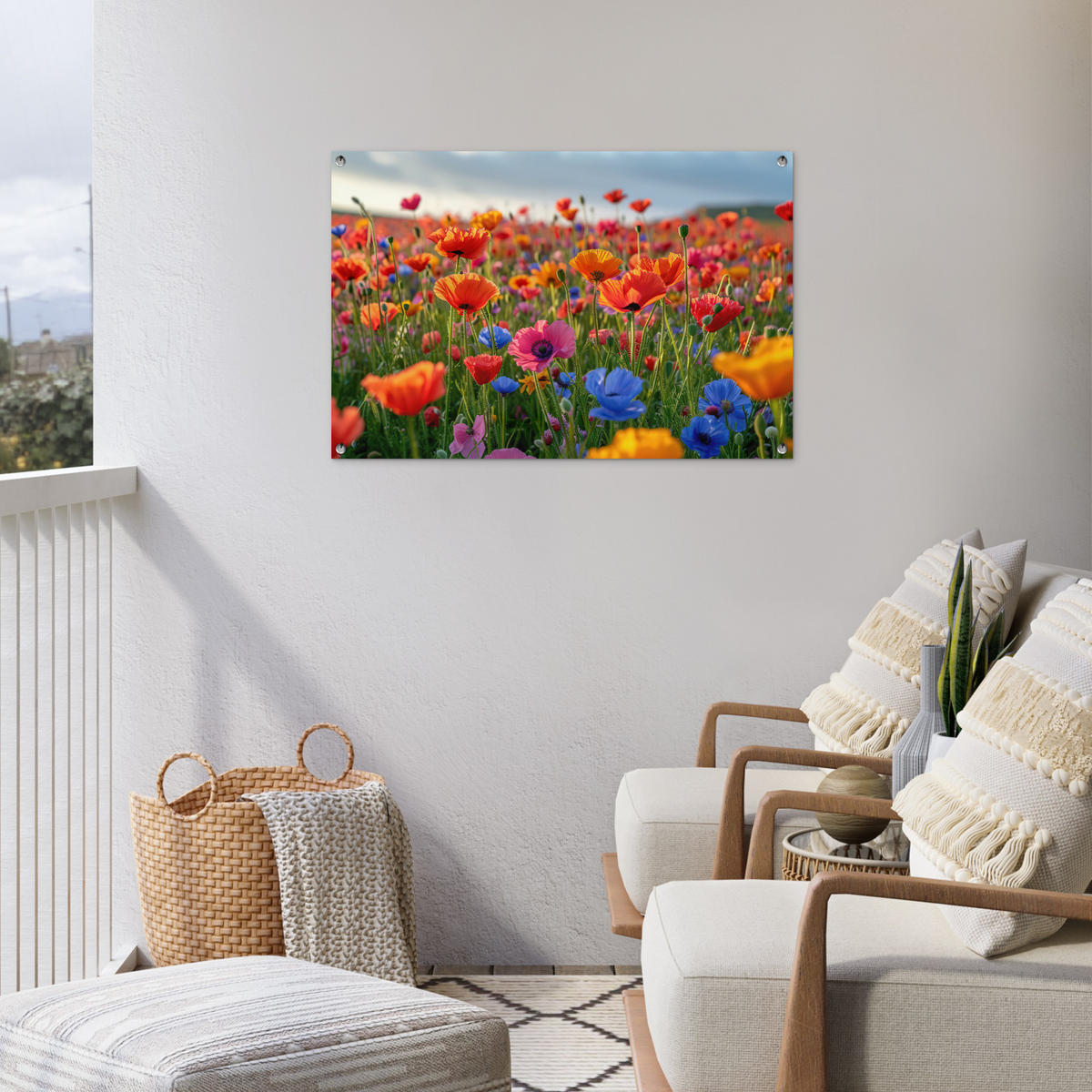ZAHRADNÍ PLAKÁT Květiny - Mák - Barevné - Příroda 90x60 cm - tmavě oranžová, plast (90/60/0.2cm) - OnlyWow