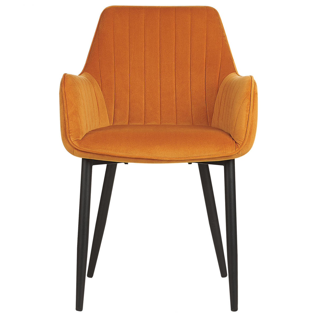 ESSZIMMERSTUHL 2er-Set Samtstoff orange Wellston - Schwarz/Orange, Textil (60/84/61cm) - Beliani