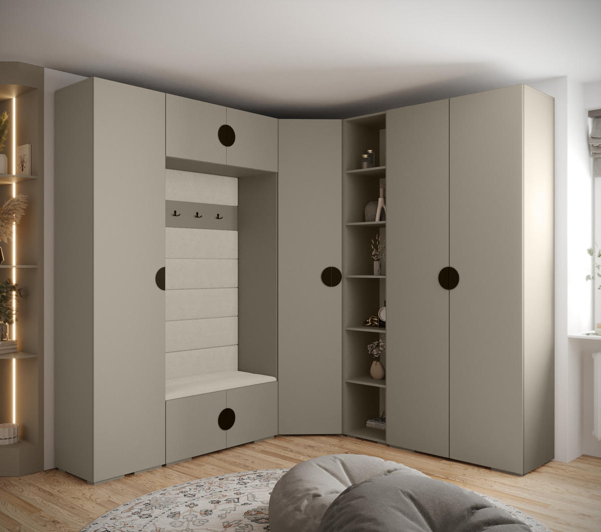 GARDEROBEN-SET 236,7/231,7/47 - Kaschmir/Beige, Holz/Kunststoff (181.7/236.7/47cm) - Abiks Möbel