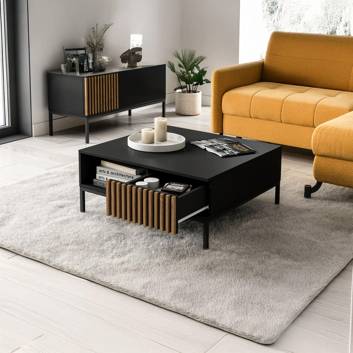 KLUB STOLIĆ Melchior Crna - crna, drvni materijal (80/80/35cm) - Petits-meubles