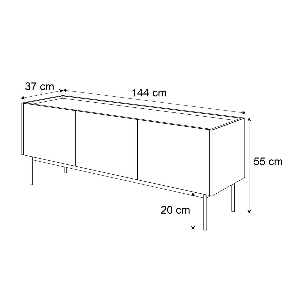 RTV Schrank ESSENCE 144 Keramik Rot / Eiche Linea - Eichefarben/Rot, Holzwerkstoff (154/55/33cm) - Lookway
