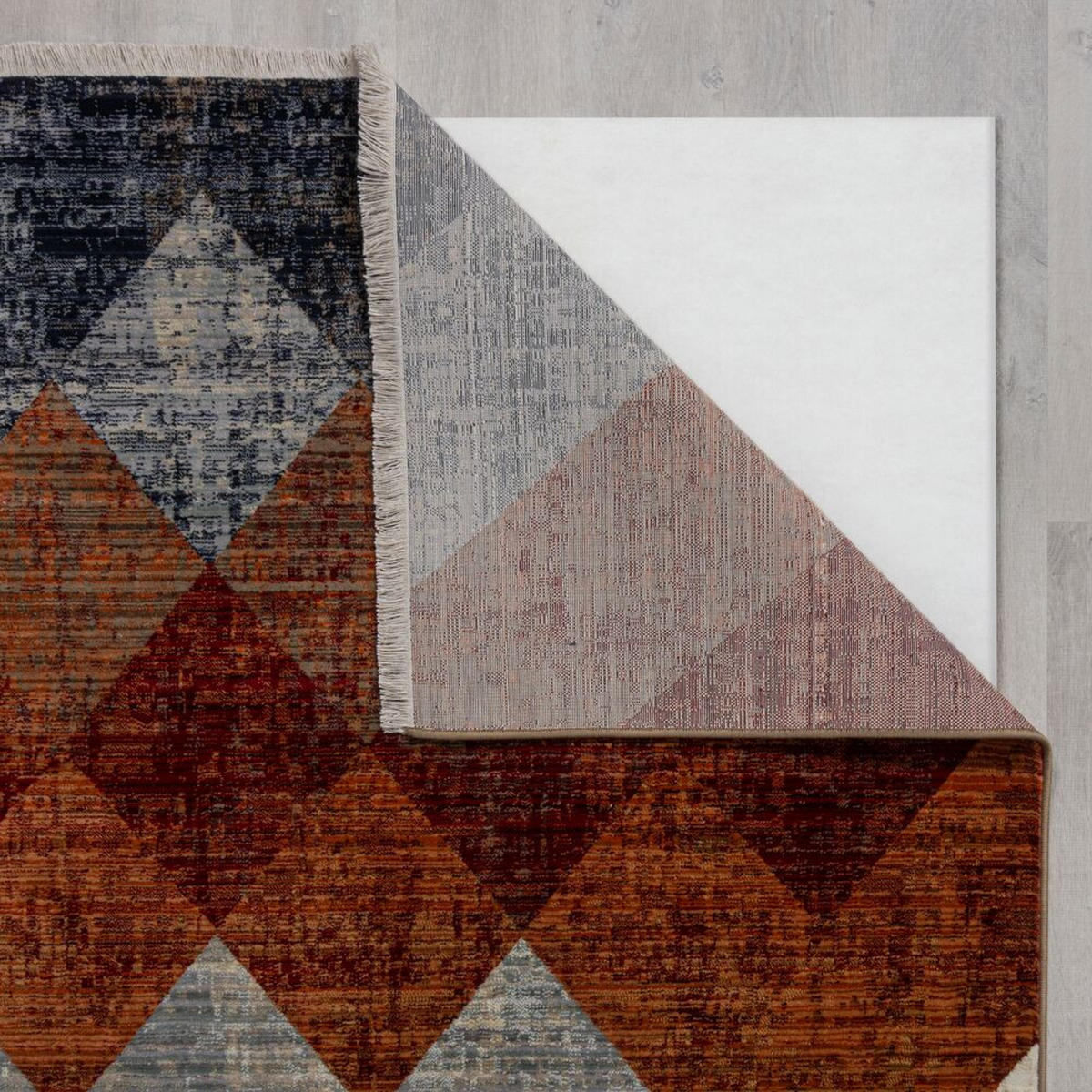 TEPPICH mit Fransen OGMORE, geometrisch, Rot-Blau, 80 x 154 cm - Rot, Textil (80/154cm) - KADIMA DESIGN