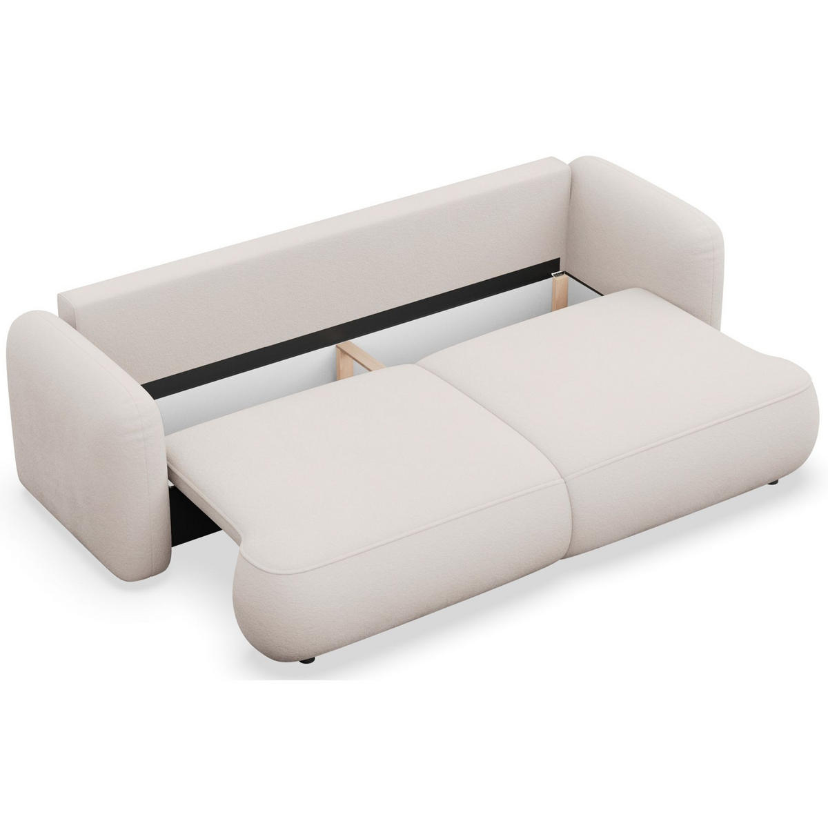 3-SITZER SCHLAFSOFA Tvoya Hellbeige Chenille - Ecru/Schwarz, Kunststoff/Textil (253/82/110cm) - Selsey