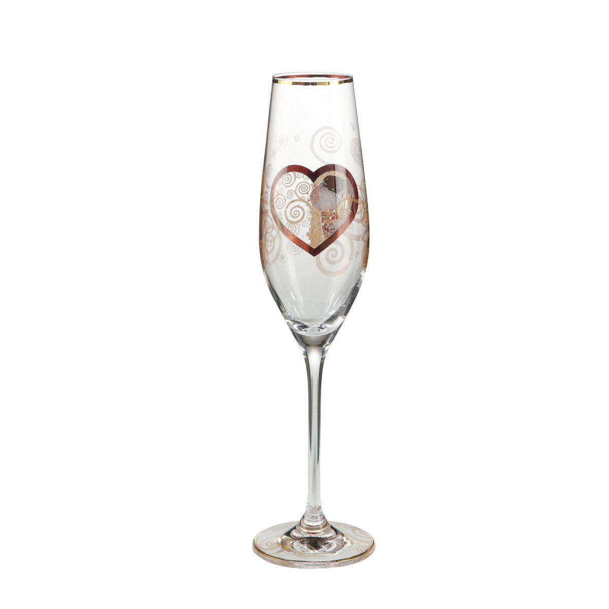 SEKTGLAS 2er Set Gustav Klimt - Heart Kiss, Glas, 100 ml - Multicolor, Glas (0.15L) - Goebel