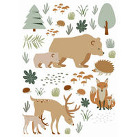 WANDTATTOO Wald mit Waldtieren 47.5 x 66 cm - Beige, Papier (47.5/66/66cm) - ESTAhome