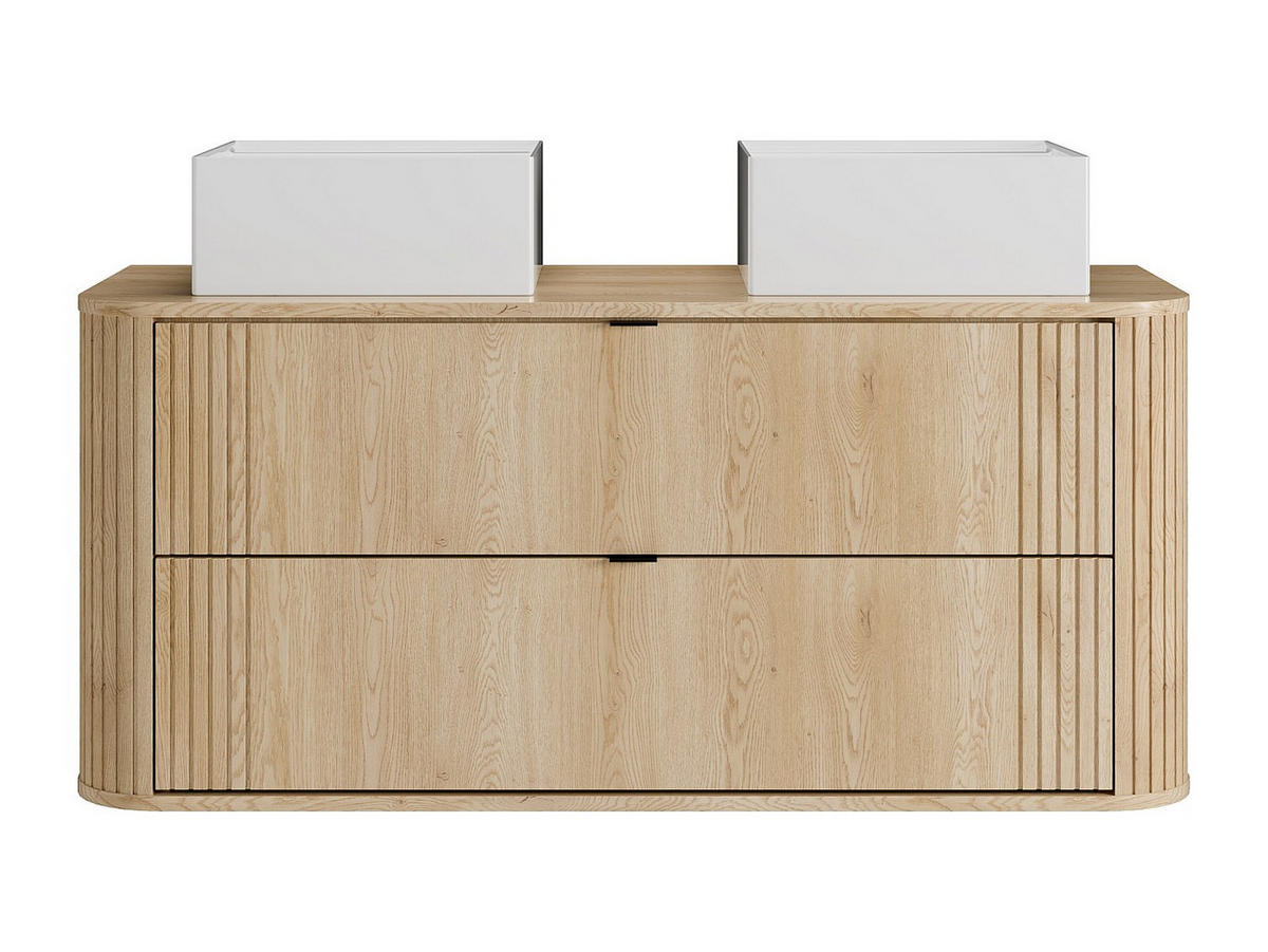 BADMÖBEL-SET - 120 x 46 - holz - naturfarben hell Filor - Weiß, Holz (120/57/46cm) - Vente-Unique