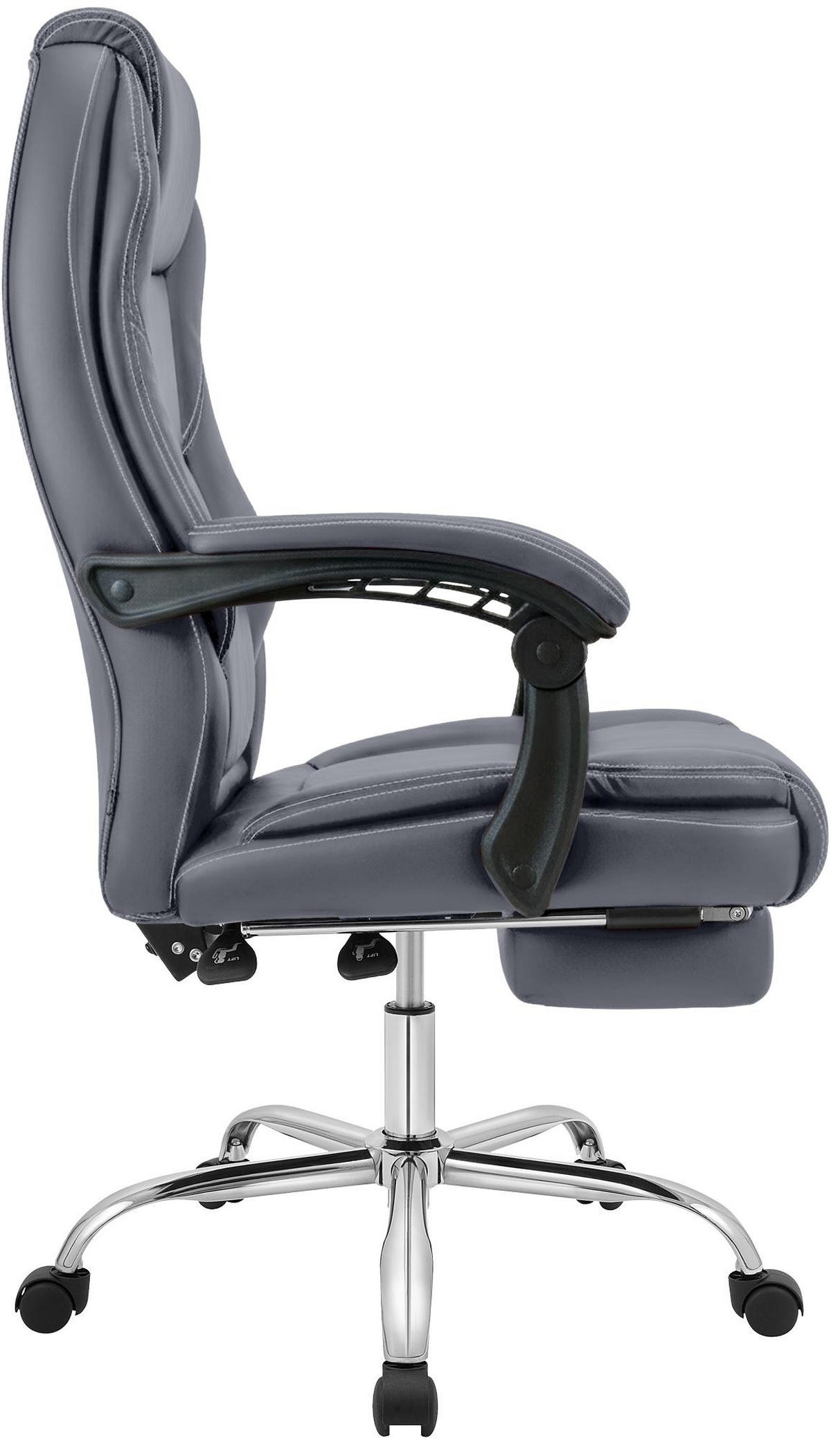 CHEFSESSEL Lederlook Grau - Chromfarben/Grau, Textil/Metall (67/114/64cm) - CLP