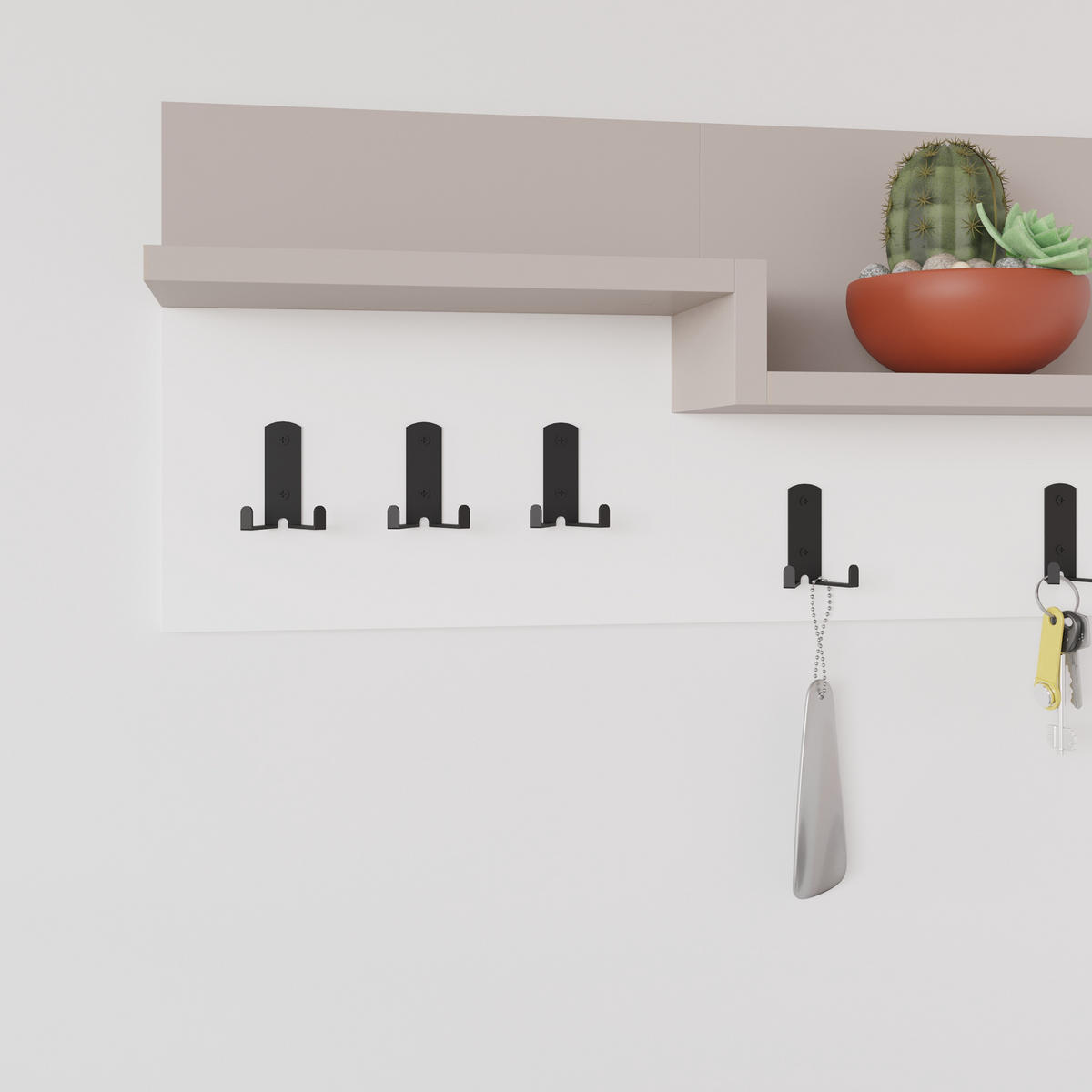 WANDGARDEROBE Harmon Mocha Weiß 65/31/15 cm - Multicolor, Holzwerkstoff (65/31/15cm) - Decortie
