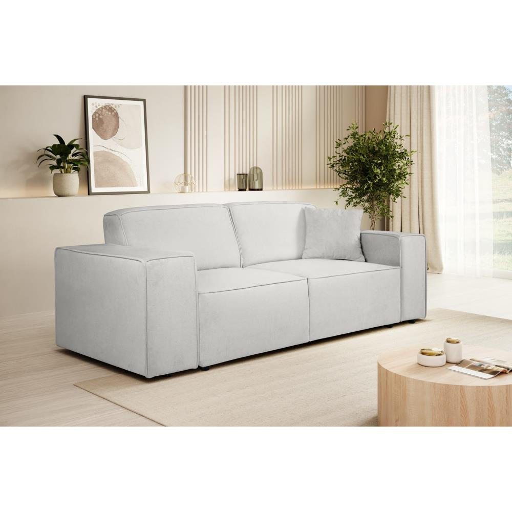 3-SITZER SOFA Pedro ohne Schlaffunktion hellbeige - Beige/Schwarz, Textil (215/75/88cm) - Beautysofa