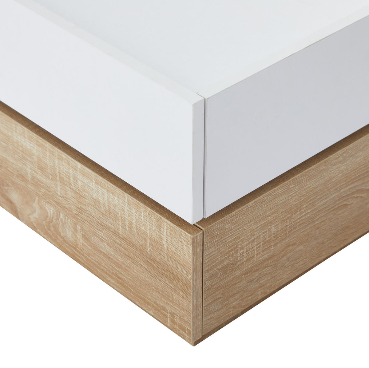 KLUBSKA miza, 60/60/38 cm, iverna plošča v beli in orehovi barvi, vrtljiva - bela, leseni material (60/60/38cm) - BEAOK