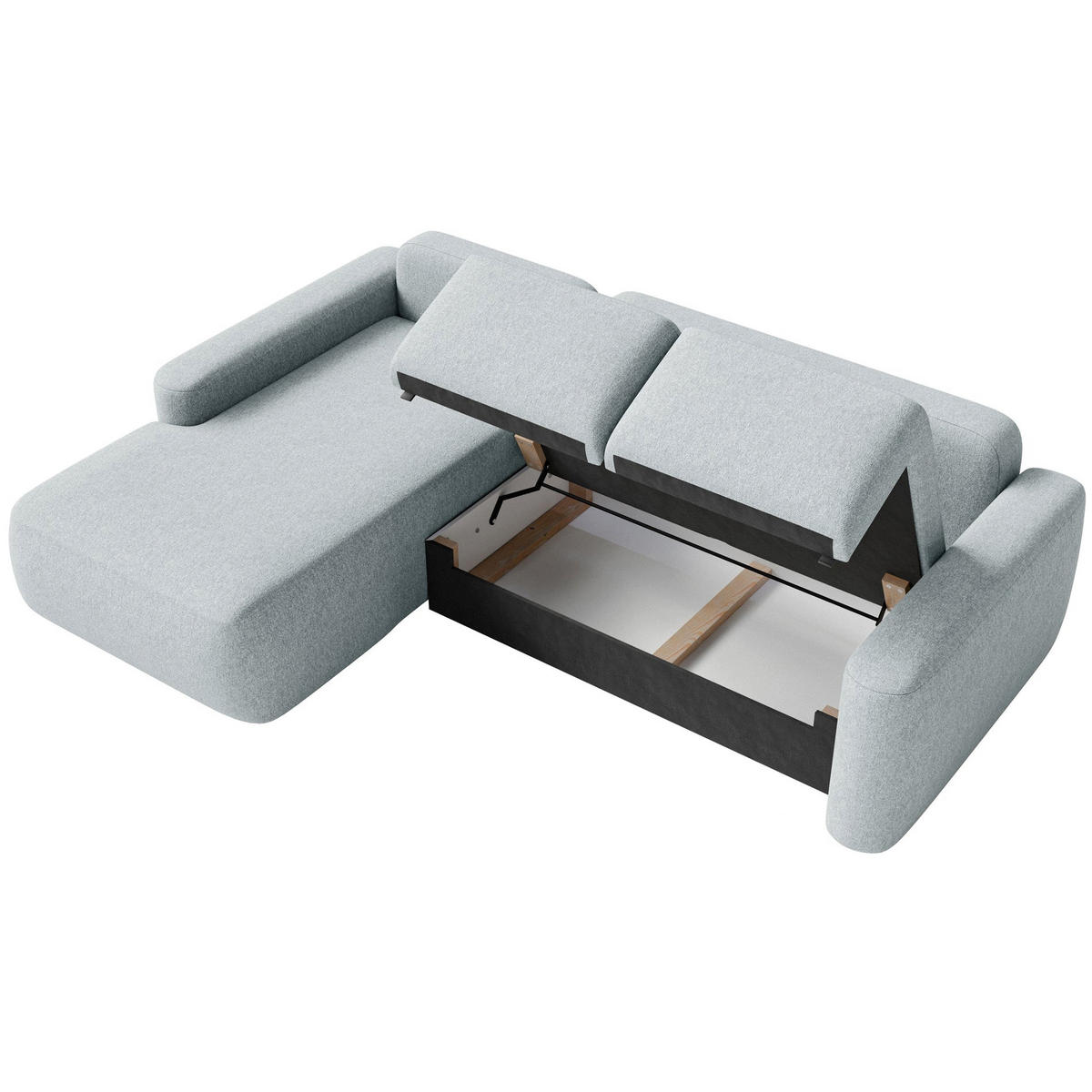ECKSOFA Carnos Mini Grau Chenille - Schwarz/Grau, Kunststoff/Textil (238/164cm) - Selsey
